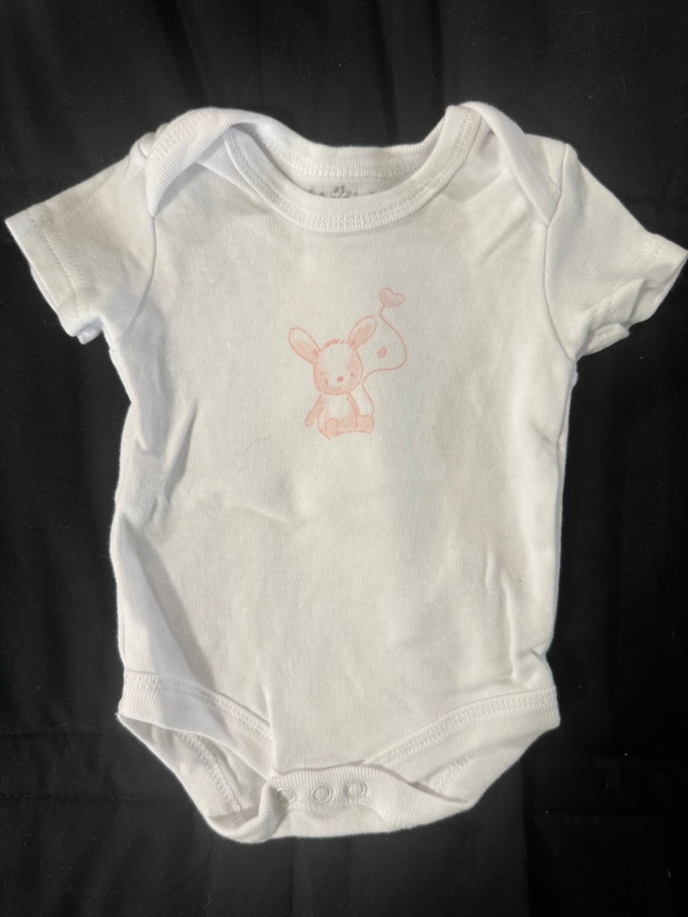 Baby Girls White & Light Pink Bunny Matching Set - Onesie & Footed Pants - Picture 2 of 6